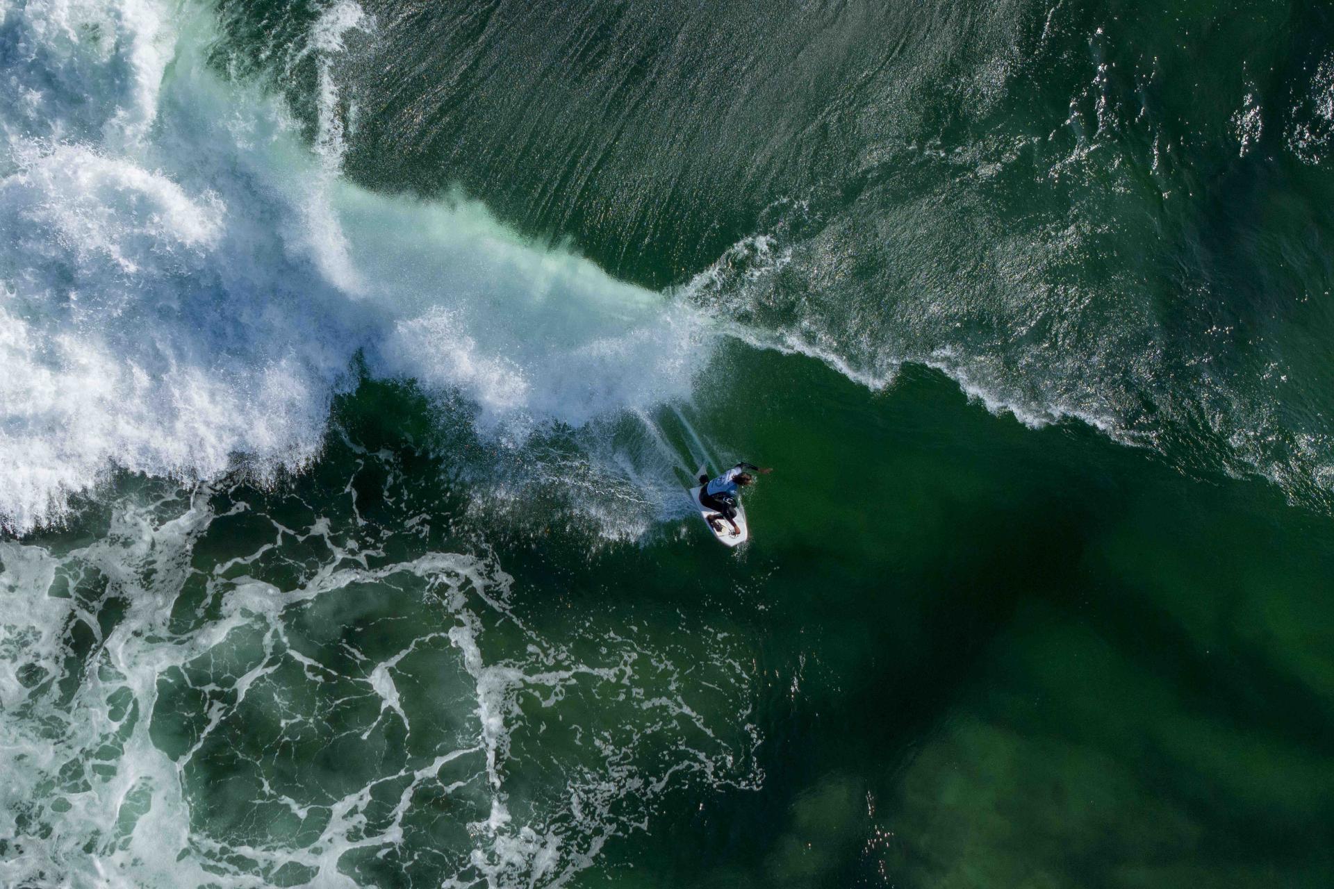 David Valladares trace sa ligne vue drone - Antofagasta Bodyboard Festival 2026 - Journée 3