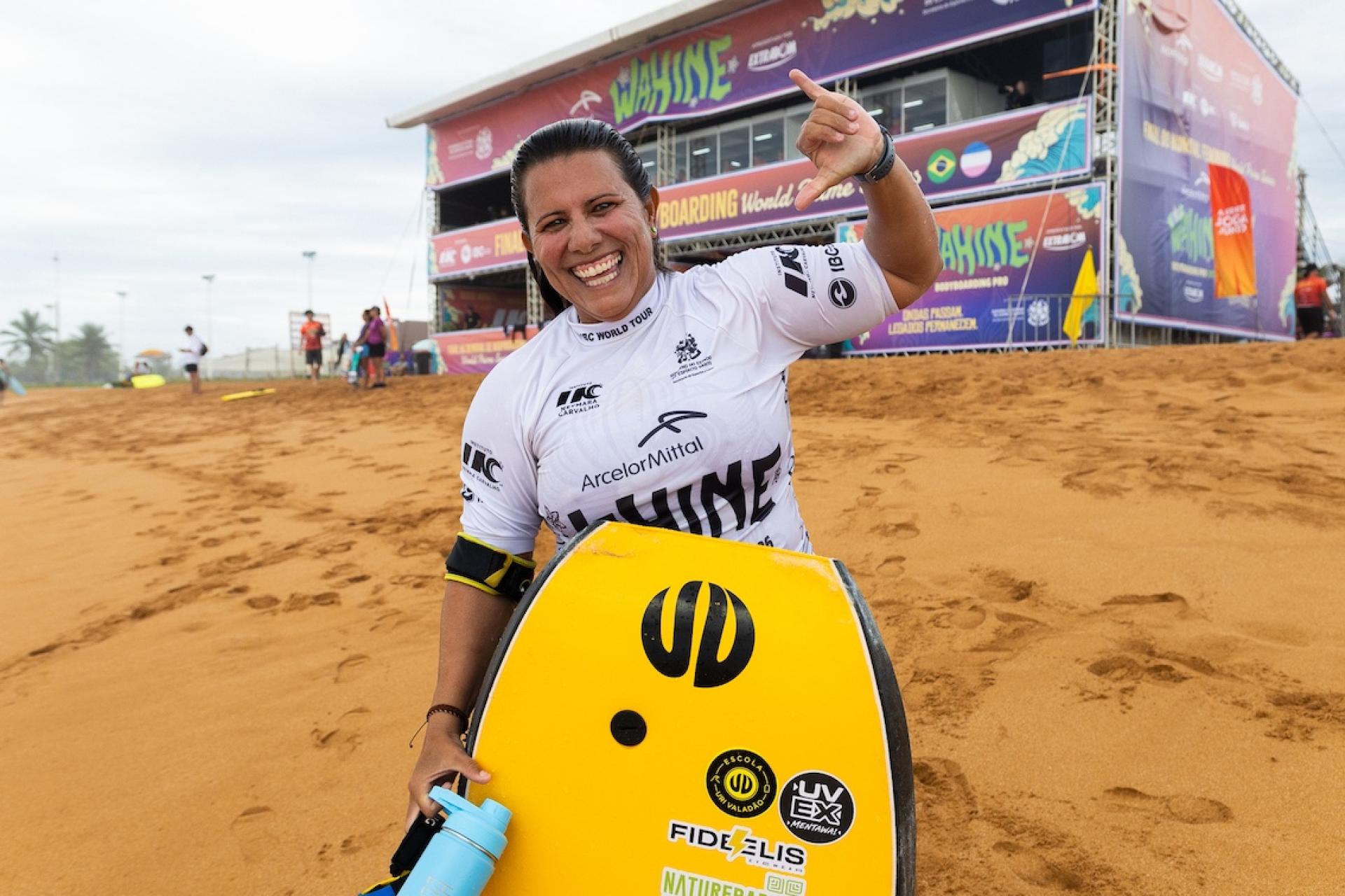 Juliana Dourado à Praia do Solemar lors de l'ArcelorMittal Wahine Bodyboard Pro 2026